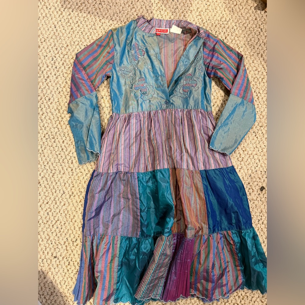 Derhy Kids Multicolor Striped Dress with Embroidery